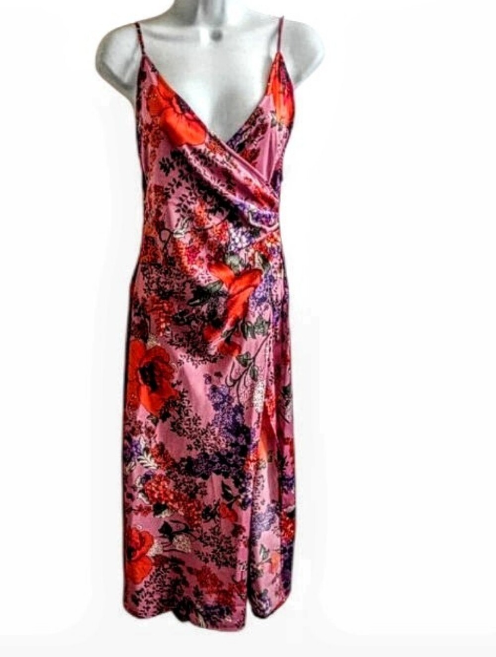 UO Lily Satin Wrap Midi Dress sz SP
